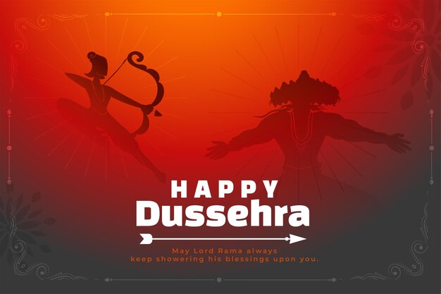 Happy dussehra background with lord rama killing raavan