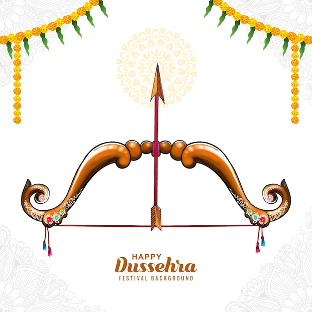 Free vector happy dussehra bow and arrow card background