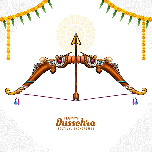Free vector happy dussehra bow and arrow card background