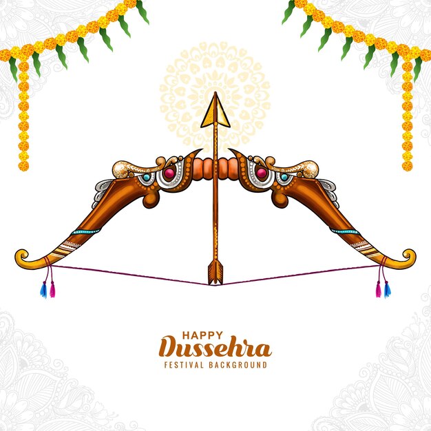 Free vector happy dussehra bow and arrow card background