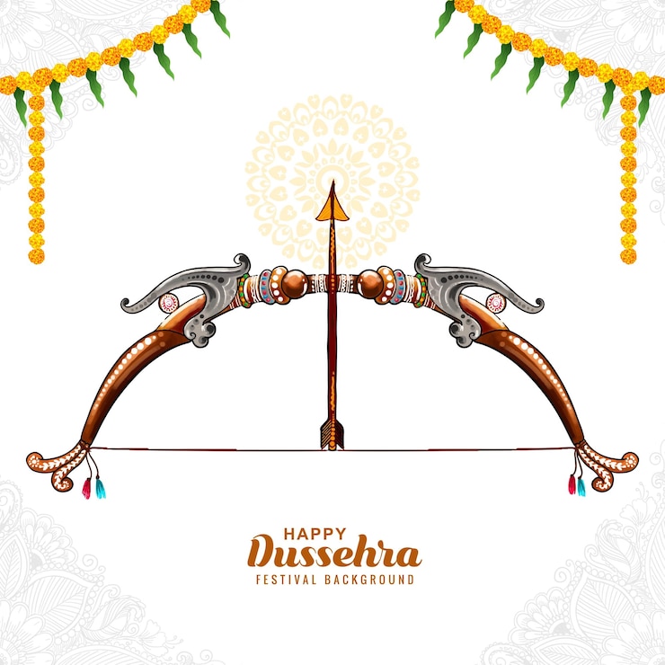 मुफ़्त वेक्टर happy dussehra bow and arrow festival greeting card background