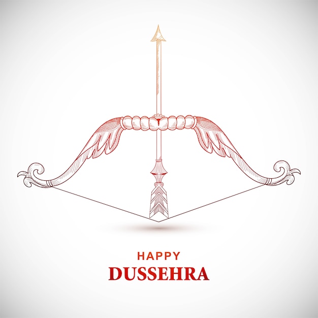 활과 화살을 가진 행복 dussehra 카드