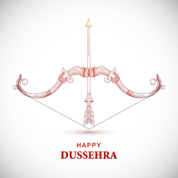 Free vector happy dussehra card with bow and arrow