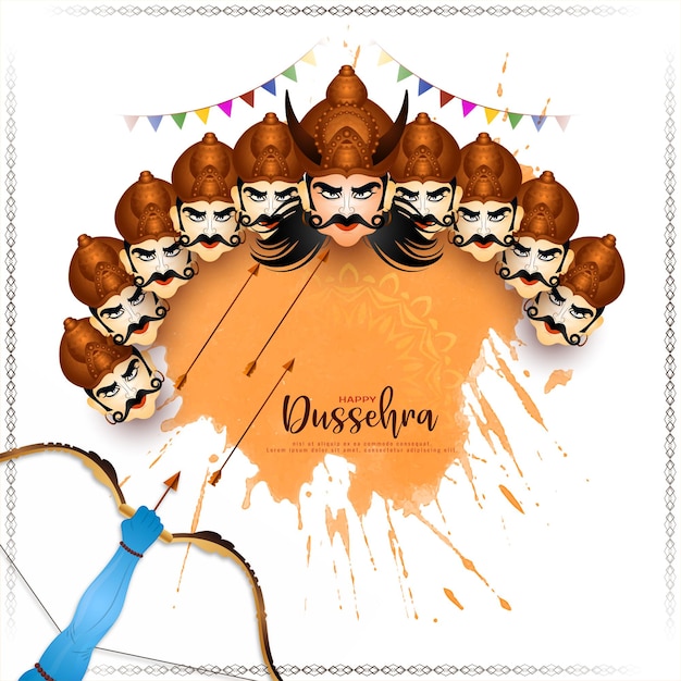 Free vector happy dussehra festival background with ravana face design