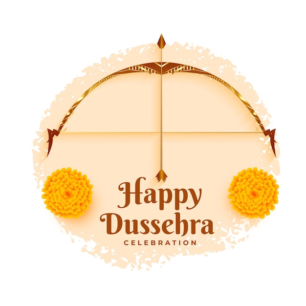 Открытка фестиваля happy dussehra с цветами и луком