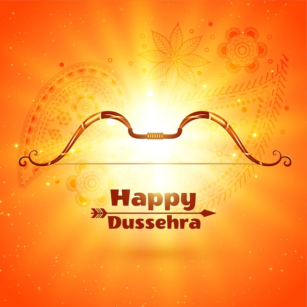 Free vector happy dussehra festival card with glowing light effect