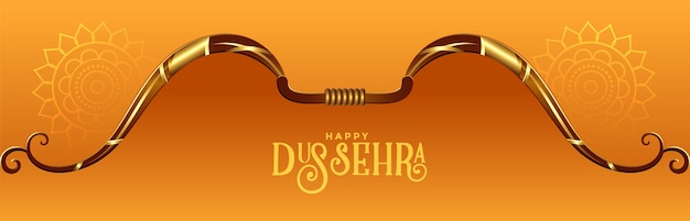 Free vector happy dussehra festival celebration banner with bow