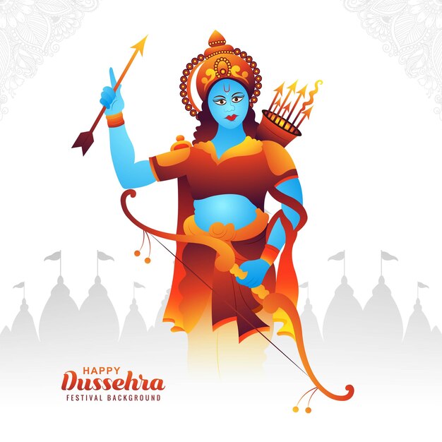 행복 dussehra 축제 그림 휴일 카드 배경