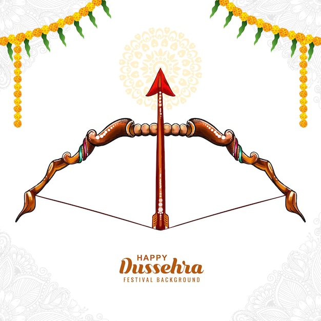 Vettore gratuito felice dussehra festival post design con sfondo freccia arco