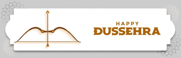 Happy dussehra festival wide banner with bow and arrow 