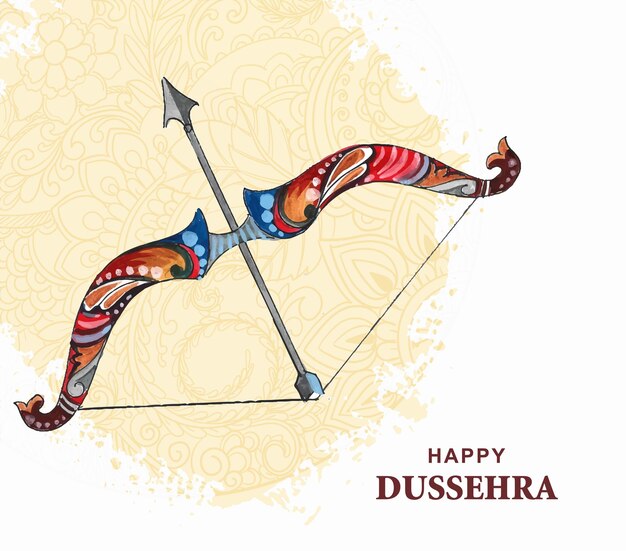 Free vector happy dussehra festival wishes card watercolor background