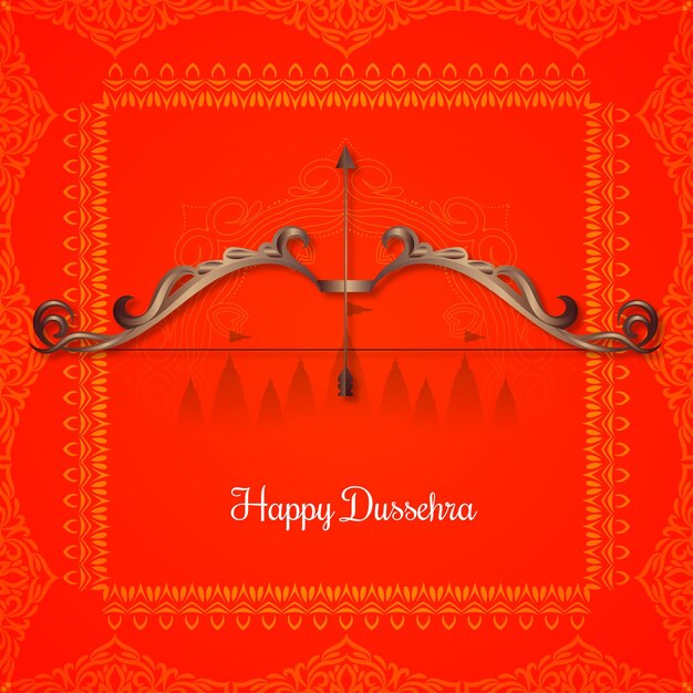 행복 dussehra 인도 문화 축제 빨간색 배경 벡터