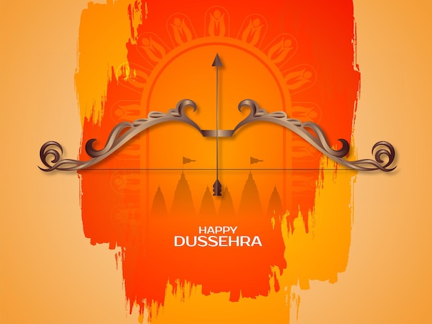 Fondo felice del festival indiano di dussehra con il vettore di progettazione dell'arco e della freccia