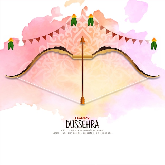 Happy dussehra indian festival beautiful watercolor background vector