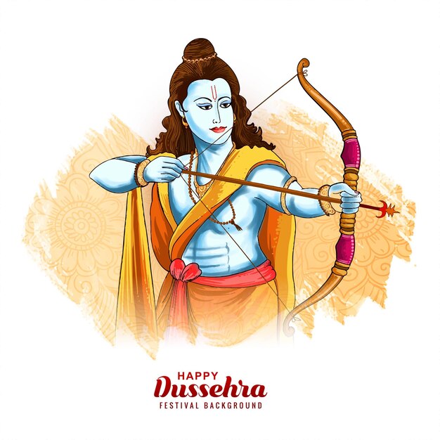 happy dussehra realistic illustration concept lord rama hindu festival card design
