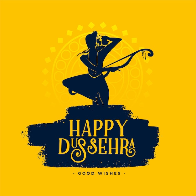 Happy dussehra silhouette style card design