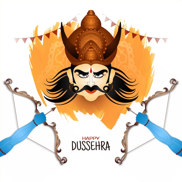 무료 벡터 행복한 dussehra 전통 인도 축제 축하 배경 디자인