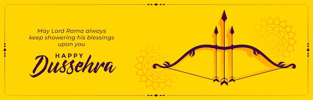 Happy dussehra wishes celebration banner with bow and arrow