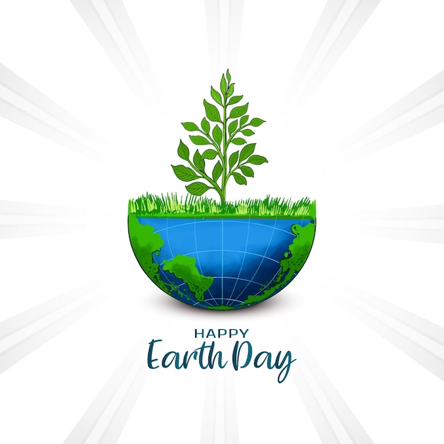 Vettore gratuito happy earth day concept save environment background design (concepimento felice della giornata della terra salva l'ambiente)