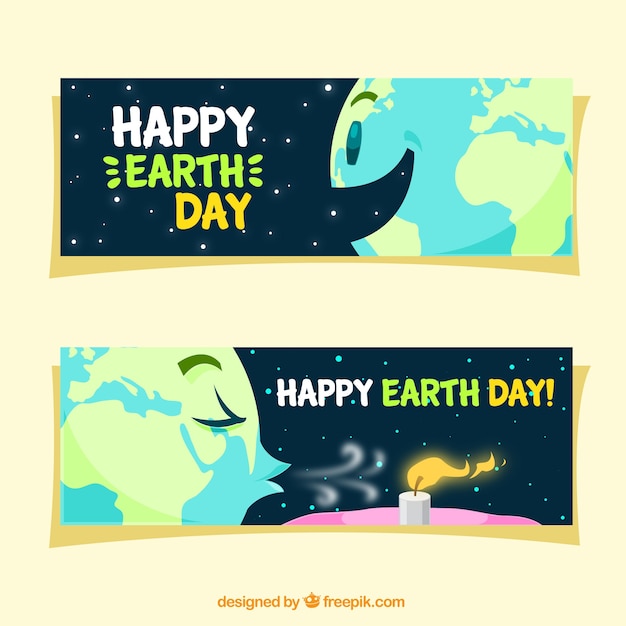 Happy earth day friendly banners