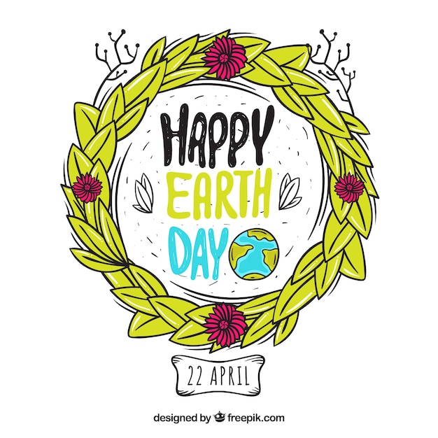 Free vector happy earth day hand drawn background