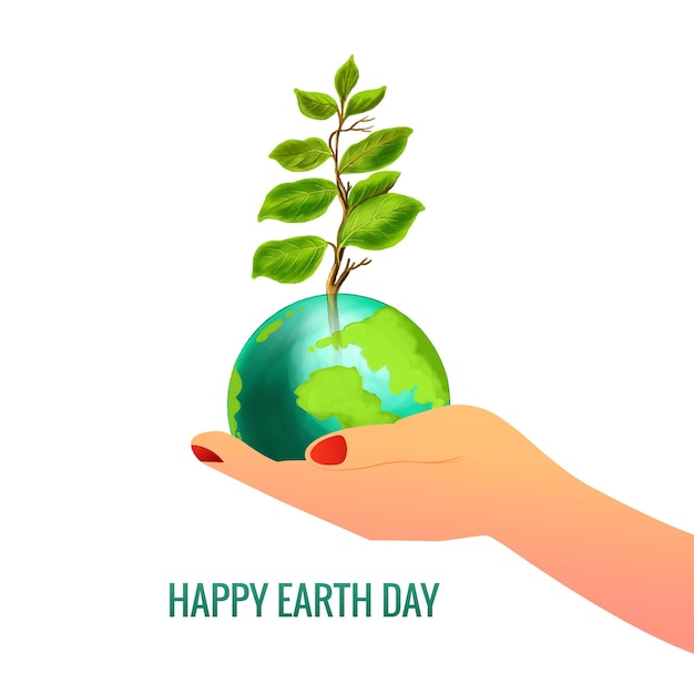 Free vector happy earth day in hands holding globe concept design