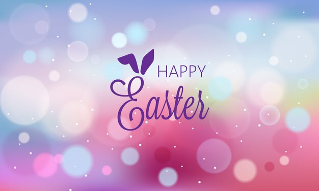 Happy easter abstract banner with blurry background and bokeh style shapes
