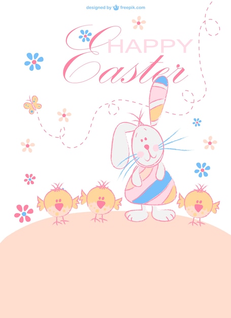 Free vector happy easter cartoon characters
