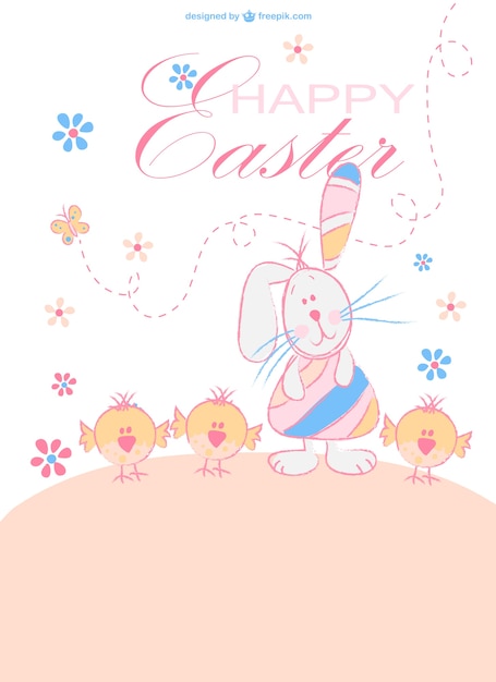 Happy easter cartoon characters