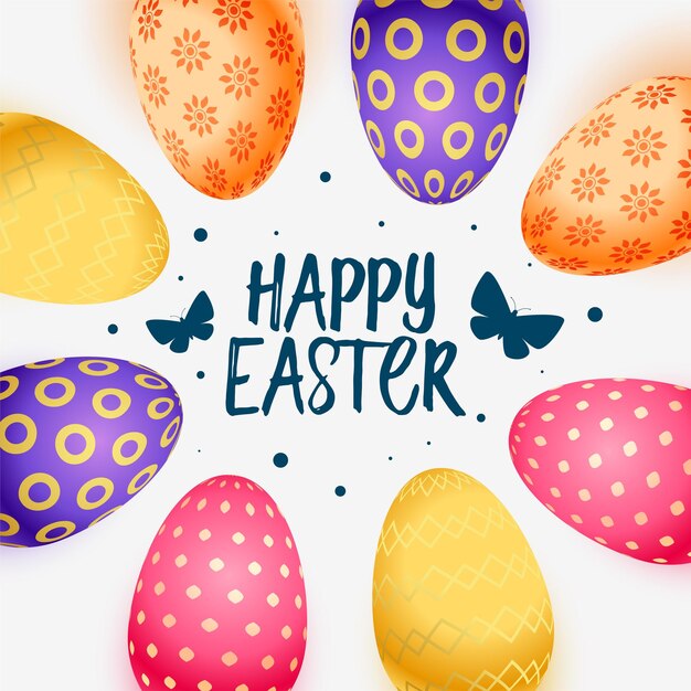 Happy easter colorful eggs realistic card design