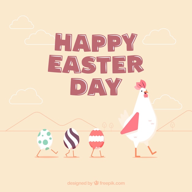 Free vector happy easter day background in flat style