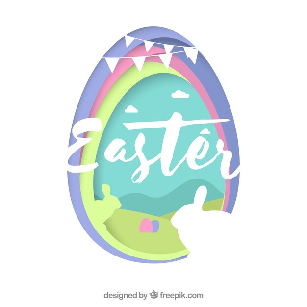 Happy easter day background in paper style