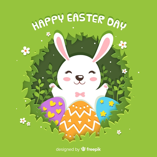 Happy easter day background in paper style