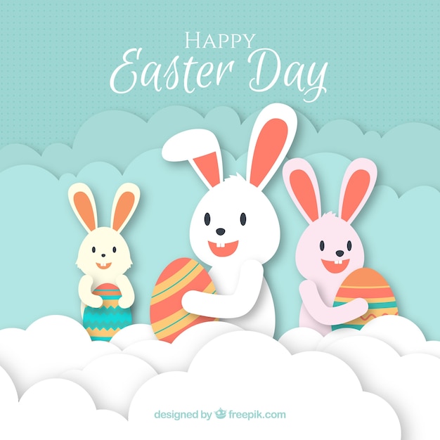 Free vector happy easter day background in paper