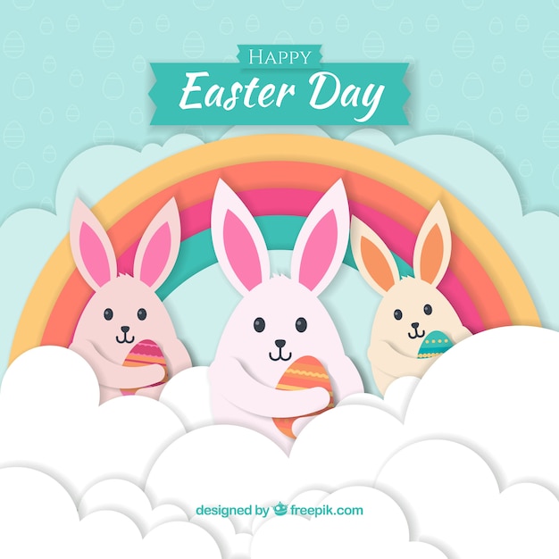 Free vector happy easter day background in paper