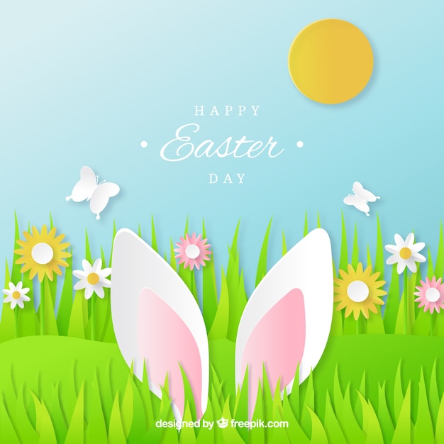 Happy easter day background in paper