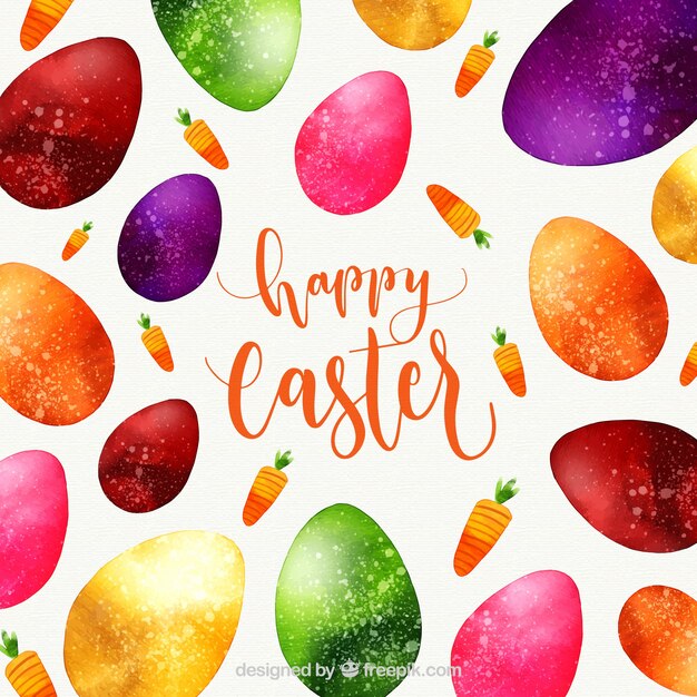 Free vector happy easter day background in watercolor style