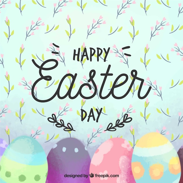 Free vector happy easter day background in watercolor style