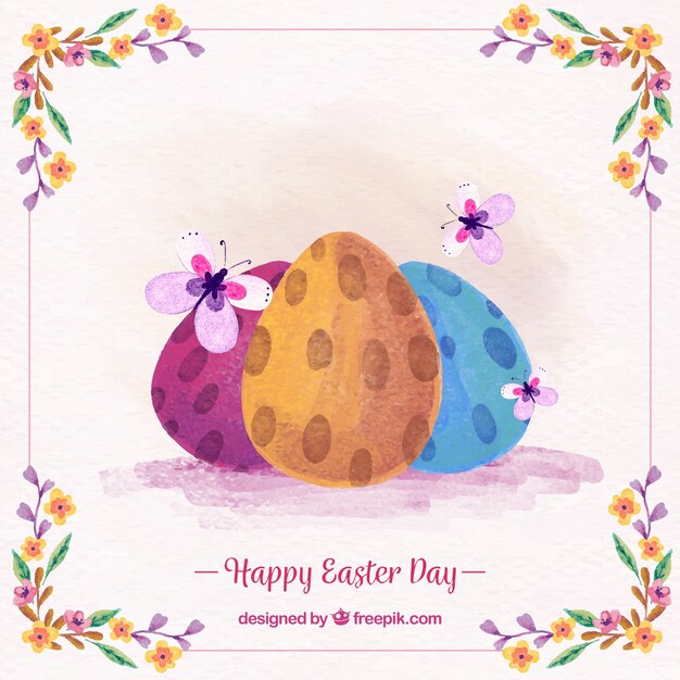 Happy easter day background in watercolor style