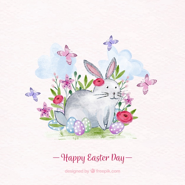 Free vector happy easter day background in watercolor style