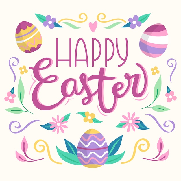 Free vector happy easter day banner with multicolored eggs