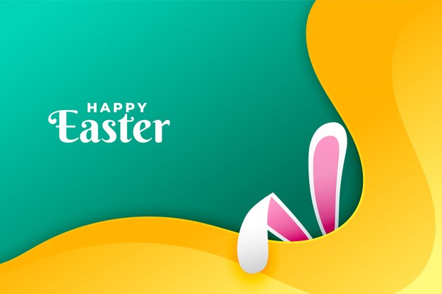 Happy easter day card with rabbit ears