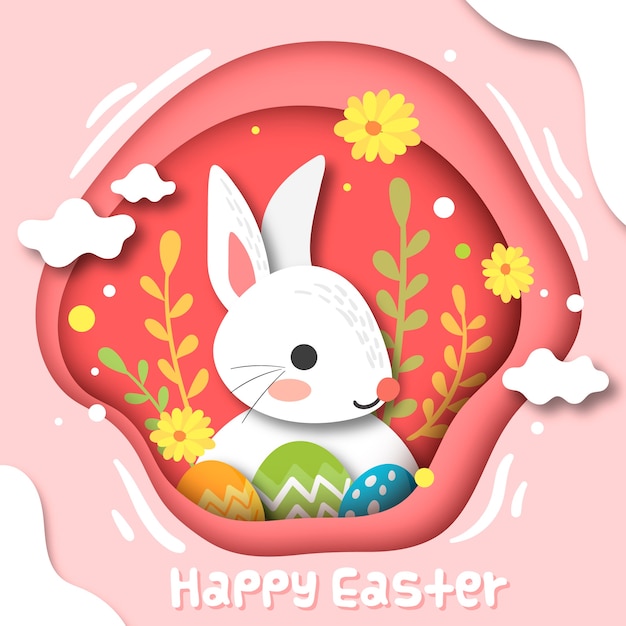 Happy easter day concept in paper style