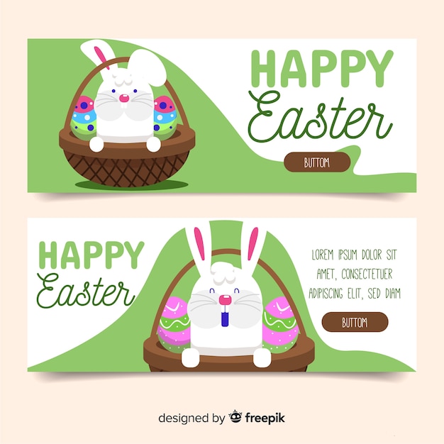 Happy easter day flat banners