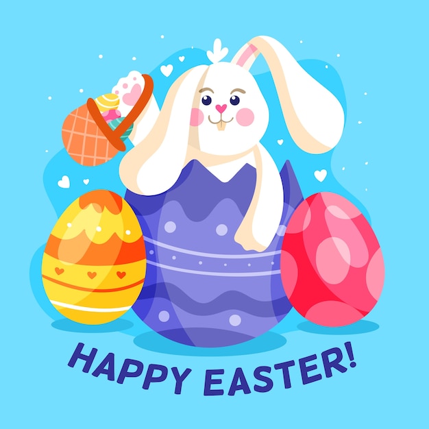 Free vector happy easter day in flat design