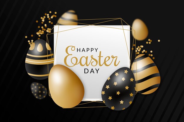 Happy easter day golden and black egg design