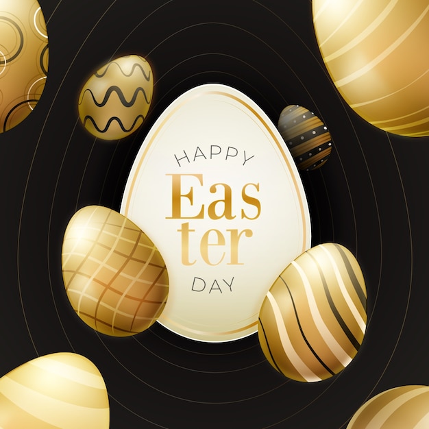 Free vector happy easter day golden design