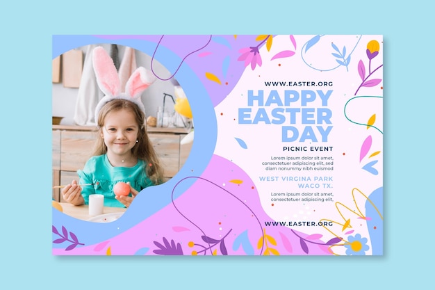 Happy easter day horizontal banner template