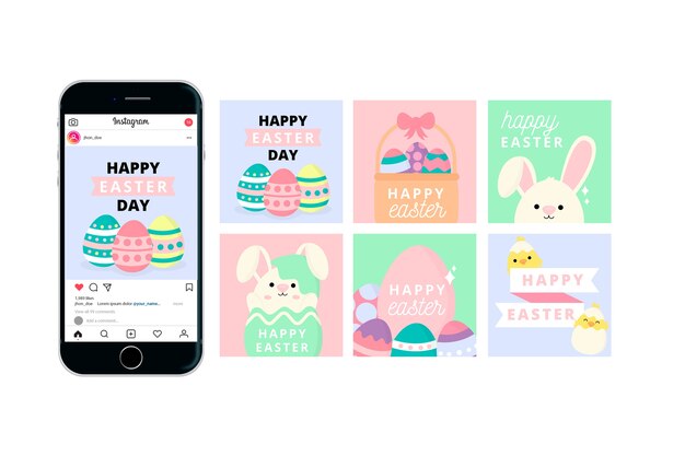 Счастливой Пасхи день Instagram сообщение с мобильного телефона