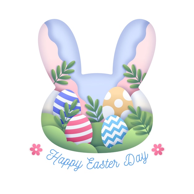 Happy easter day in paper style theme